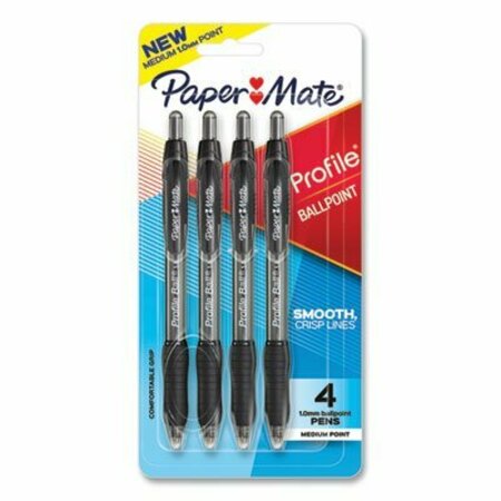 SANFORD Profile Ballpoint Pen, Retractable, Medium 1 Mm, Black Ink, Translucent Black Barrel, 4PK 2113558